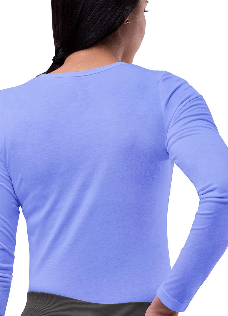 Sivvan Scrubs for Women - Long Sleeve Comfort Underscrub Tee - S8500 - Ceil Blue - XL - Image 2